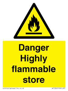 Danger Highly flammable store sign